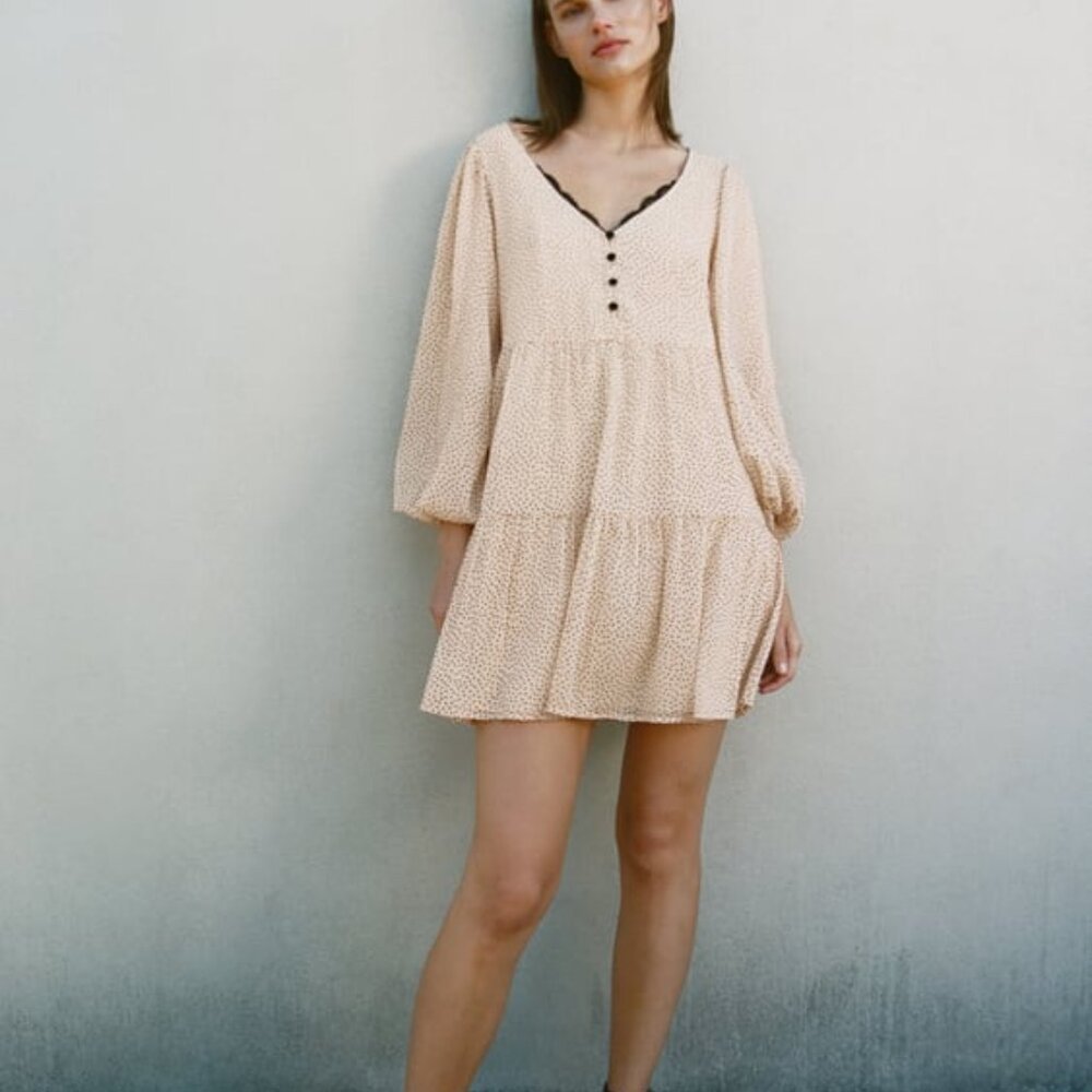 Zara Size Medium PeachPink Polka Dot Dress